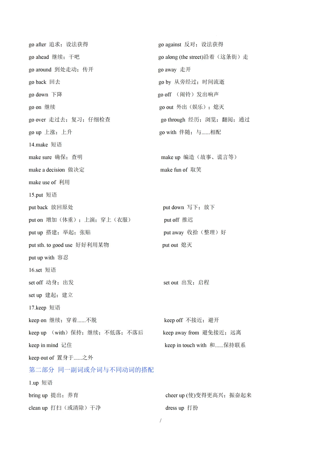 中考英语必备核心短语(形容词与介词短语及动词搭配) 第16张