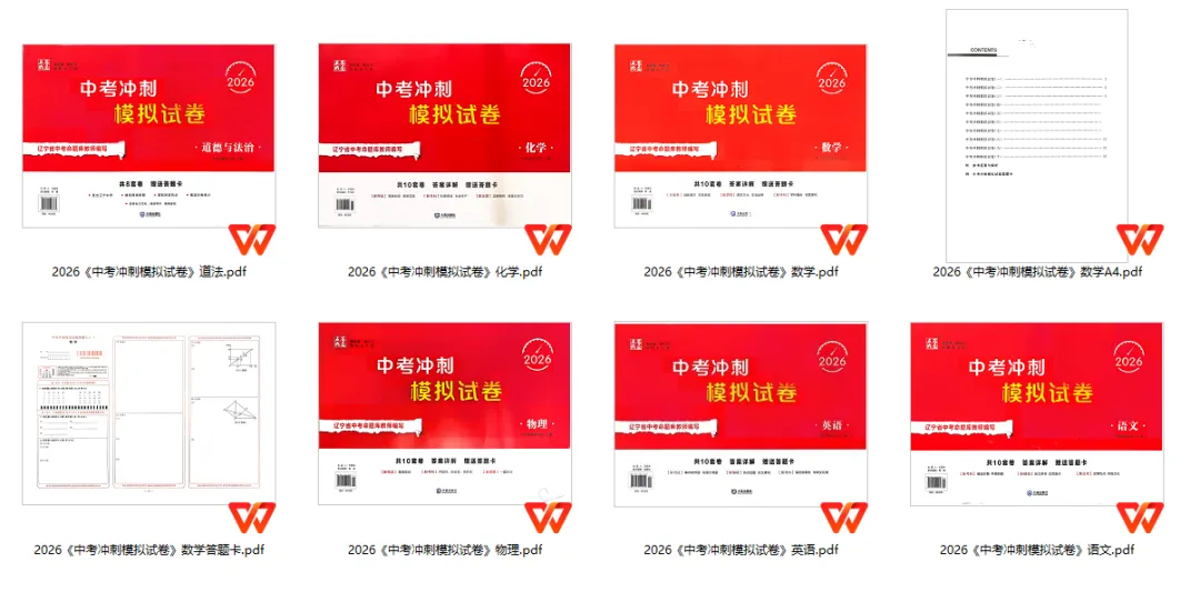 初中中考-2026版初中《中考冲刺模拟试卷》语数英物化道 第1张