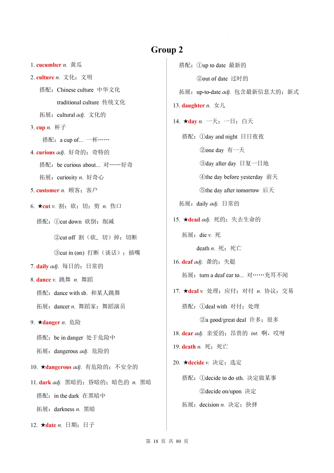 新课标中考英语1600核心词速记(附搭配及拓展) 第20张