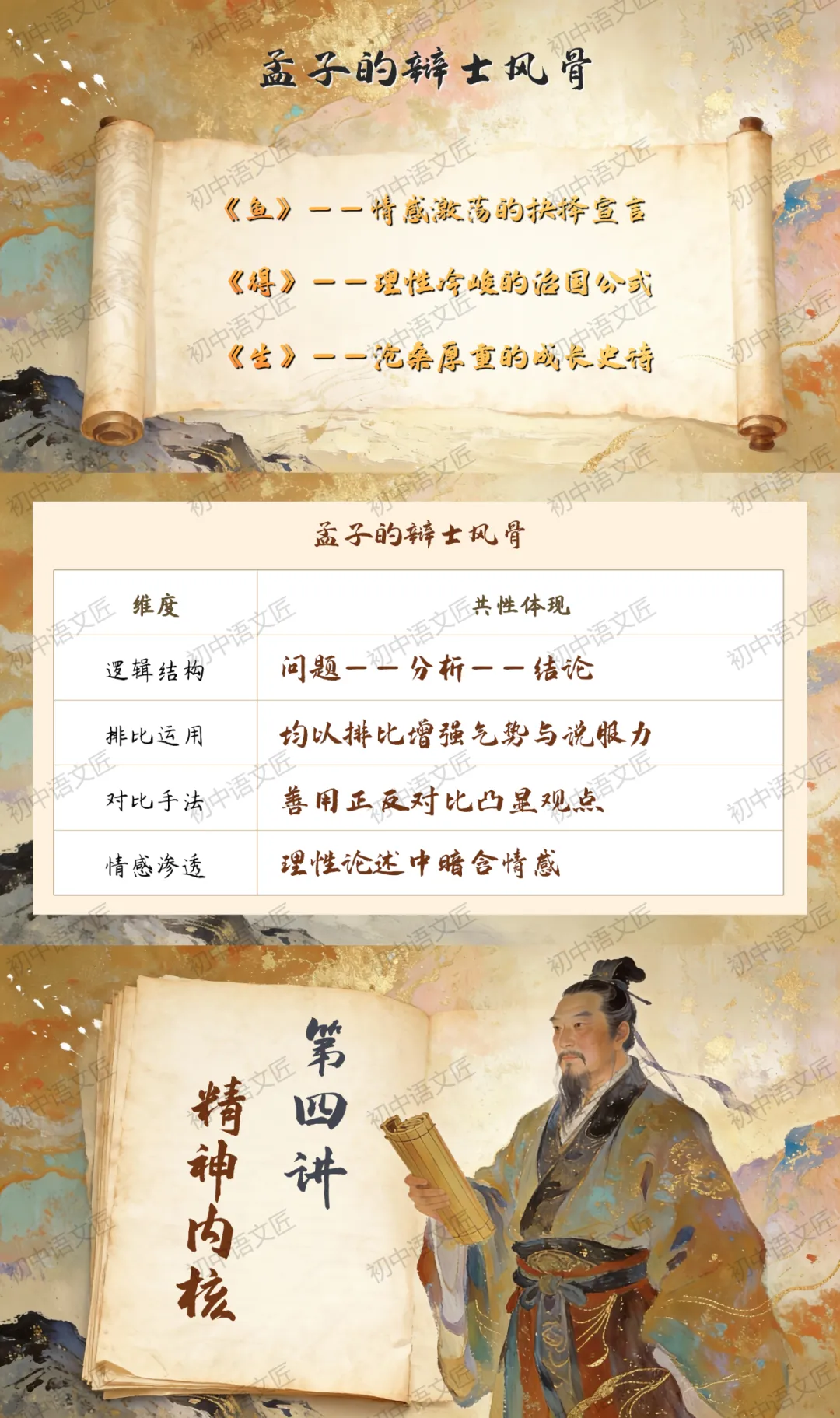 (中考文言文复习爆款)孟子的精神堡垒——《鱼我所欲也》《得道多助,失道寡助》《生于忧患,死于安乐》复习(课件+教学设计已传六阶!)-第15张图片-四季读书网