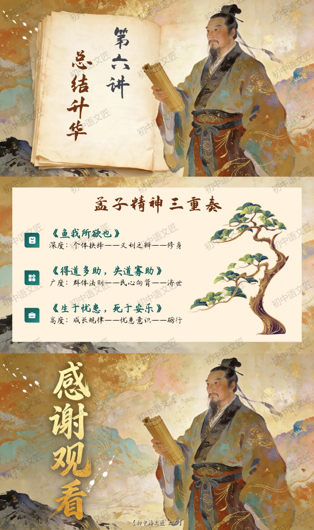 (中考文言文复习爆款)孟子的精神堡垒——《鱼我所欲也》《得道多助,失道寡助》《生于忧患,死于安乐》复习(课件+教学设计已传六阶!)-第17张图片-四季读书网