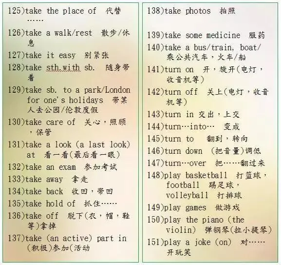 中考英语 | 500组短语分类汇总,必须掌握! 第6张