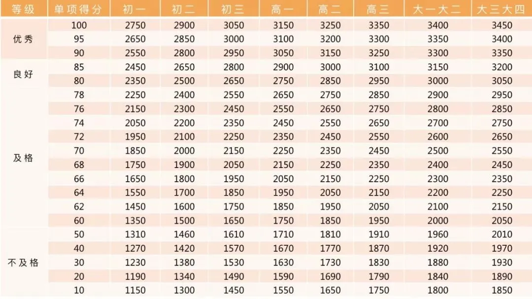 中小学各年级学生体质健康标准,中考体育标准也依此制定 第17张