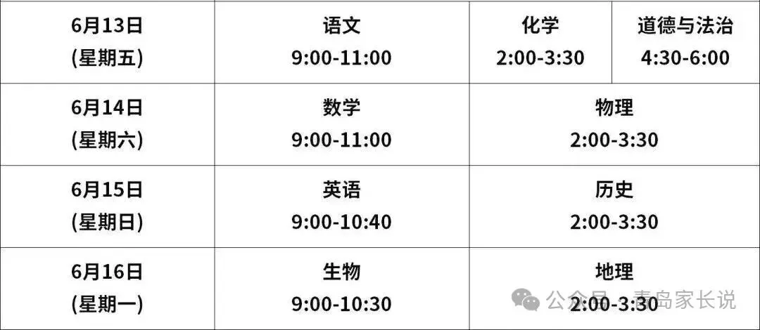 距离青岛中考已不足100天!2026年青岛中考大事记! 第4张