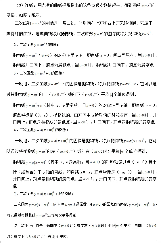 中考冲刺4:二次函数的基础篇---概念和平移 第2张 中考冲刺4:二次函数的基础篇---概念和平移 第2张