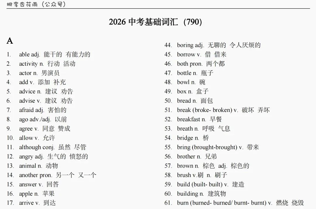2026中考词汇手册分阶默写 第6张