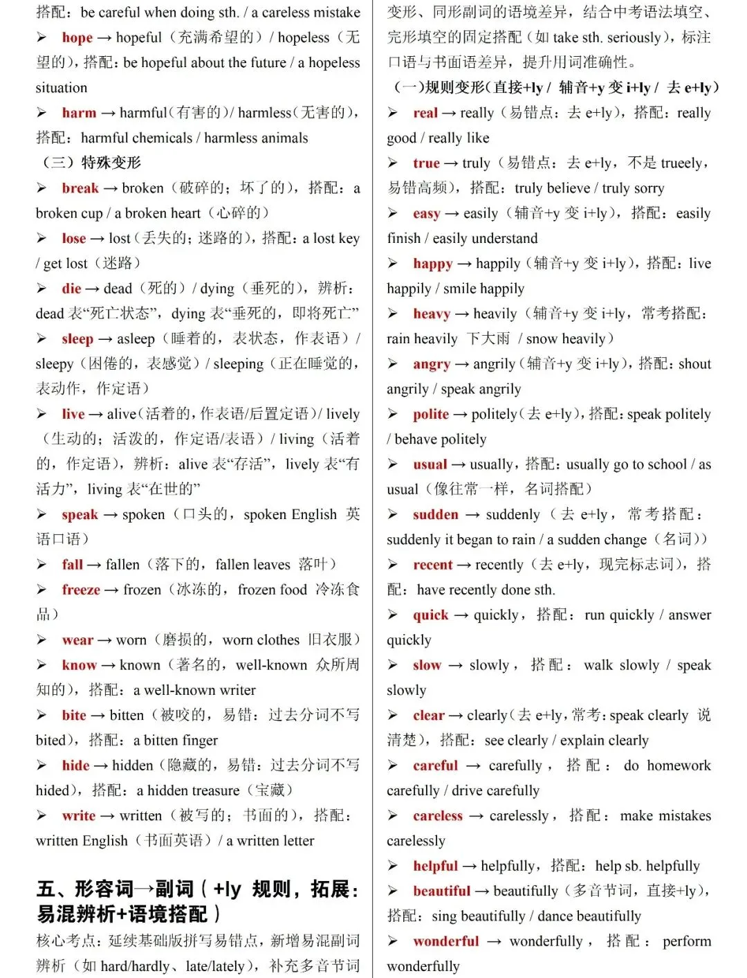 中考必背:2026中考英语高频词汇变形归纳,考前复习直接用! 第5张