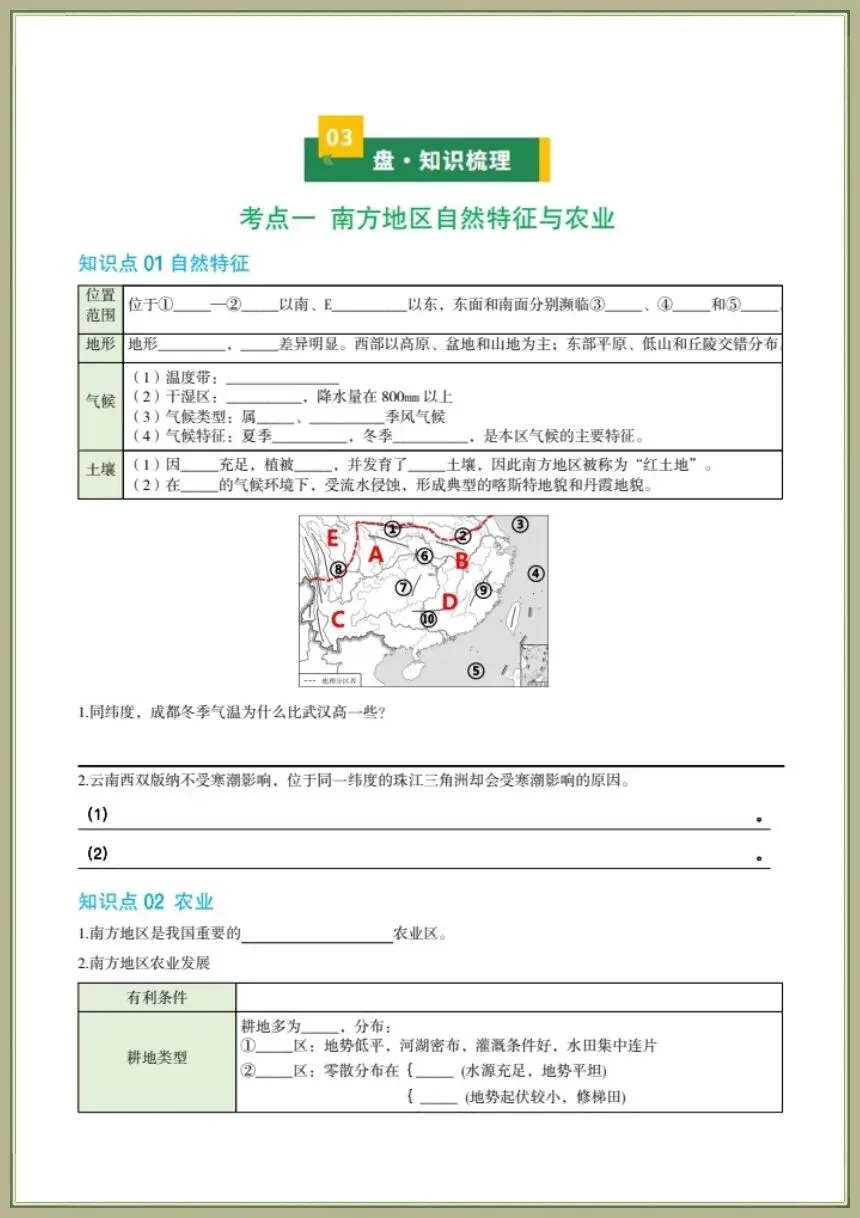 中考地理|2026年地理会考一轮复习学案知识梳理清单+专项习题(全国通用)电子版可下载打印 第24张