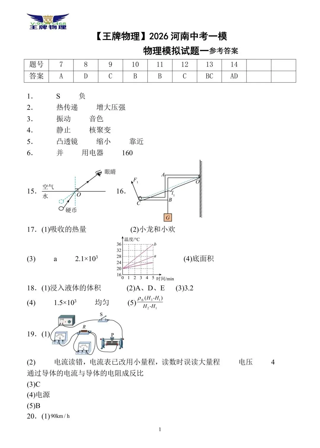 【王牌物理】2026年河南中考一模物理模拟试题一 第9张
