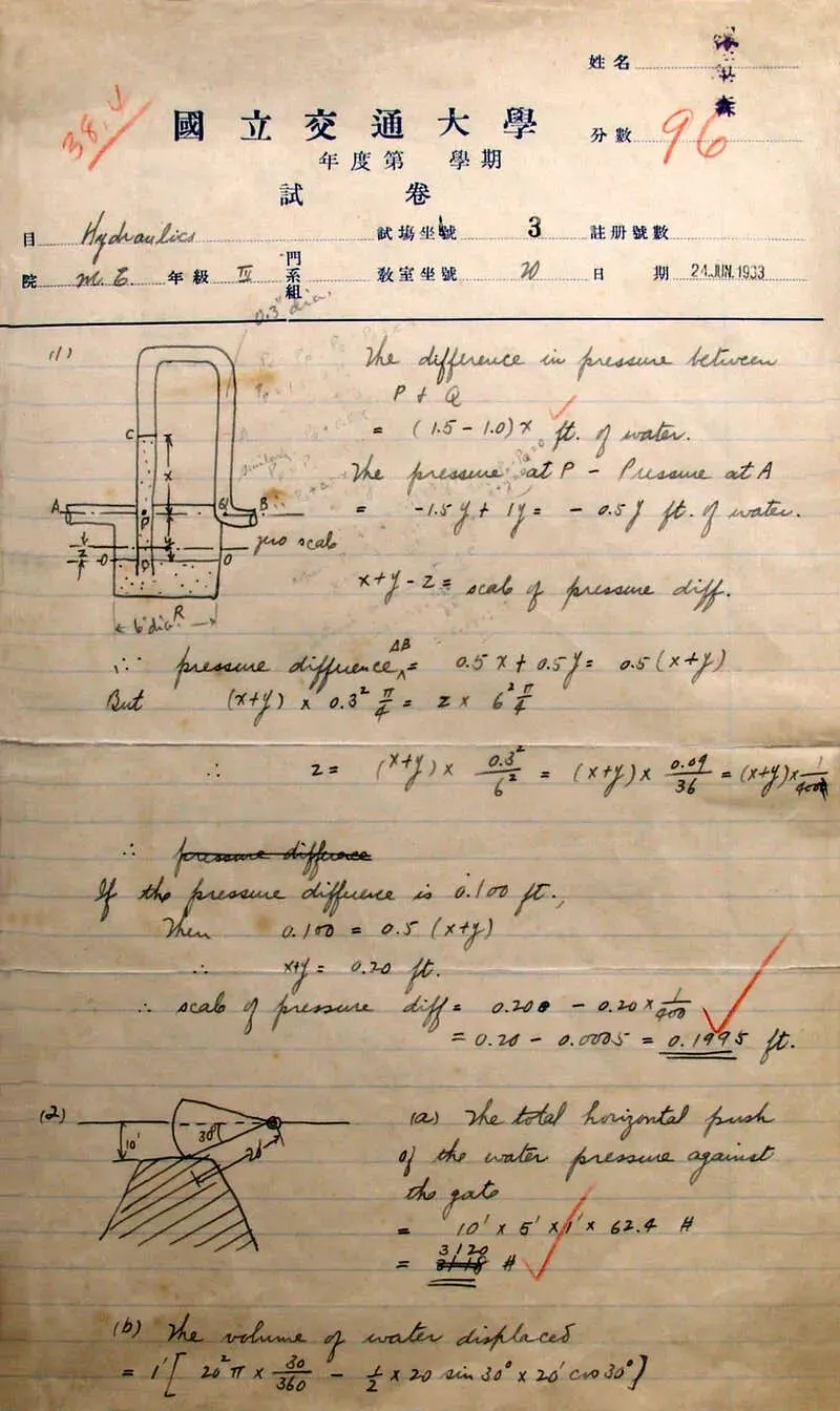 钱学森做的试卷你见过吗?60多年前学霸的笔记,工整得像打印的 第9张