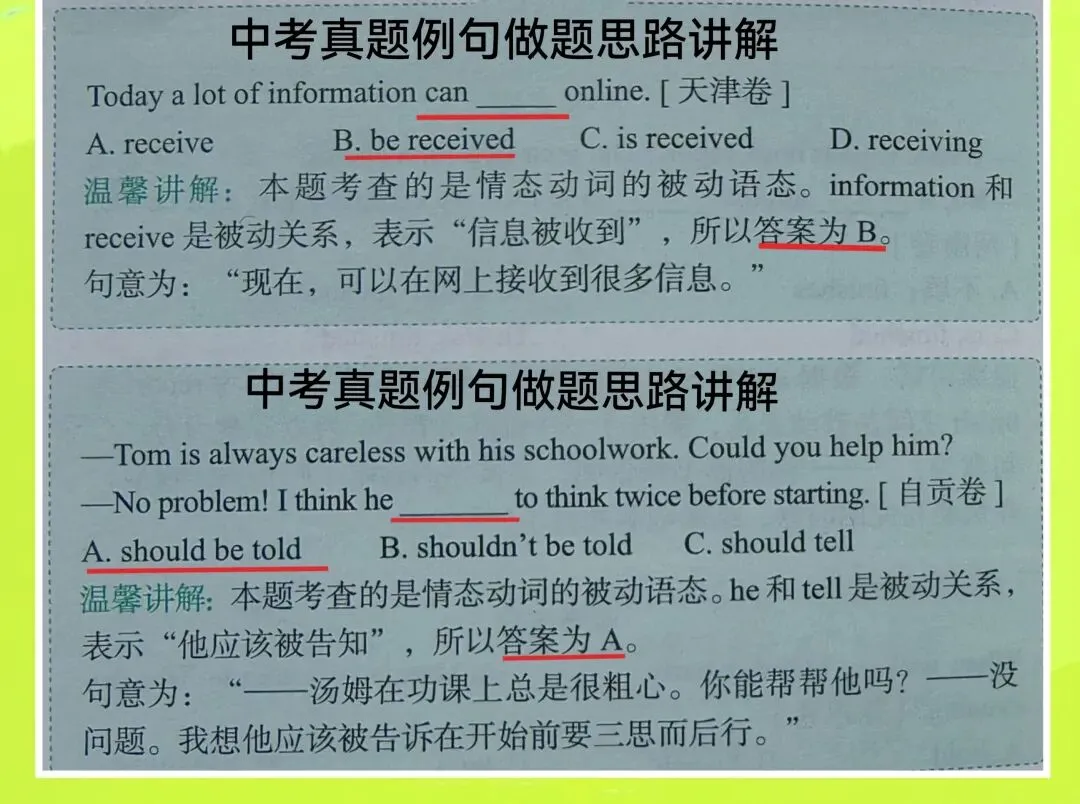 中考考点:Unit6 一般过去时的被动语态和情态动词的被动语态 第7张