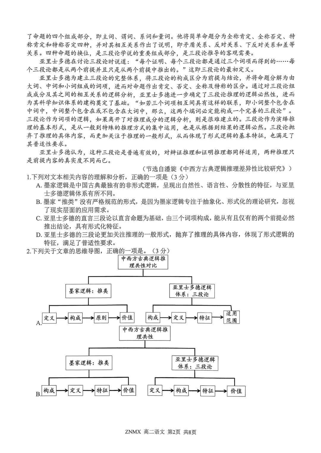 最新26.3丨 浙南名校高二开学考各科试卷及答案(高清无水印) 第2张