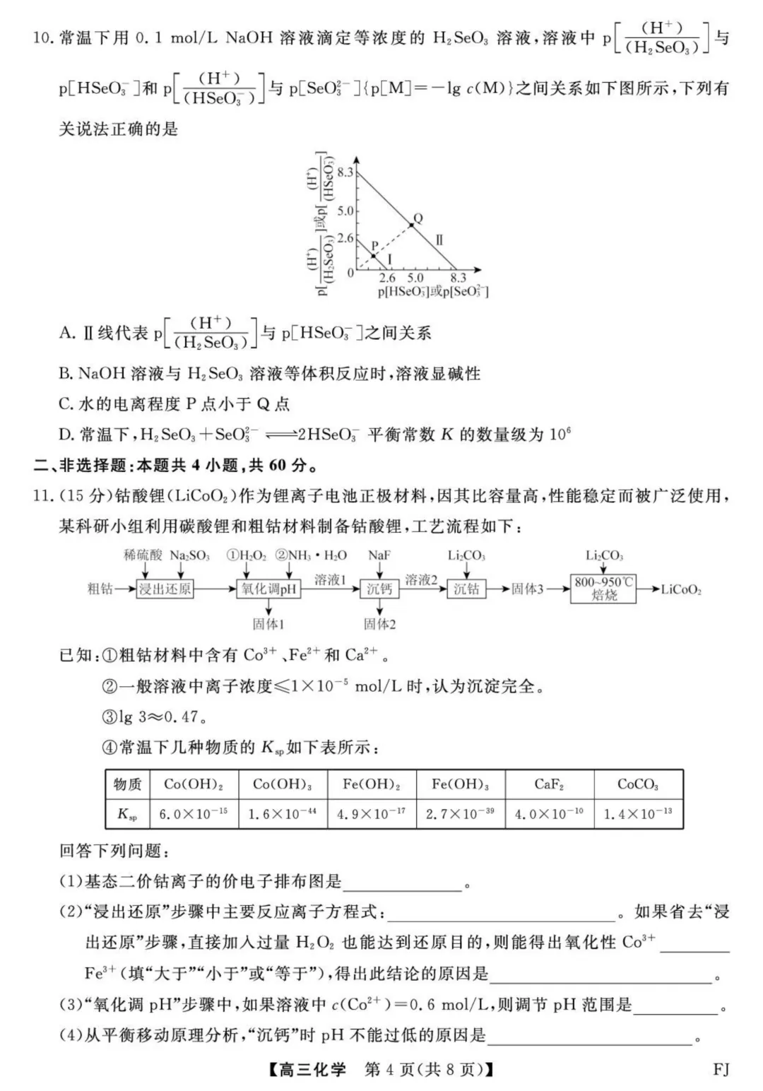 【试卷分享】2026届福建百校高三下学期阶段性自测化学试卷 第4张 【试卷分享】2026届福建百校高三下学期阶段性自测化学试卷 第4张