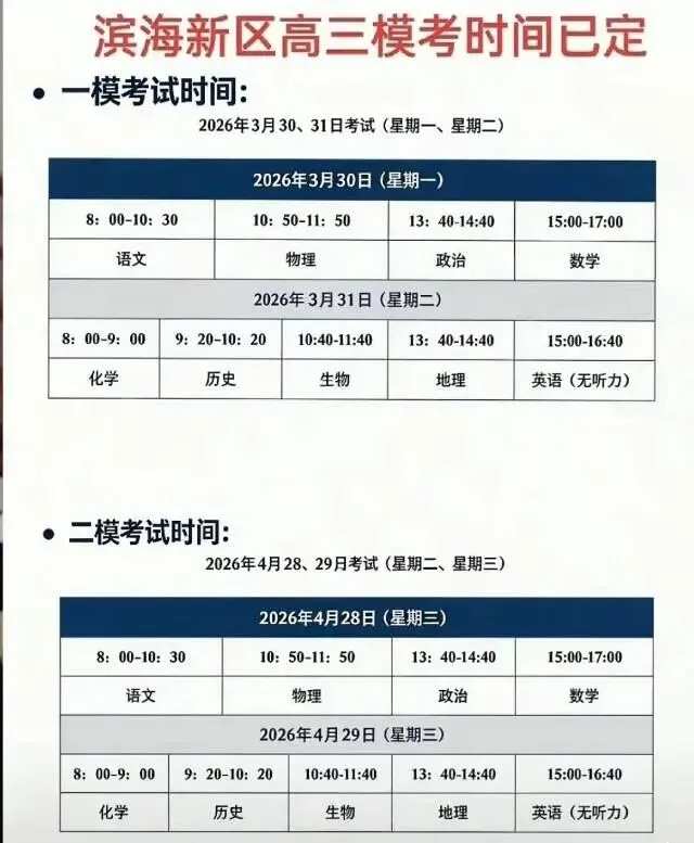 滨海新区模拟考时间 第1张