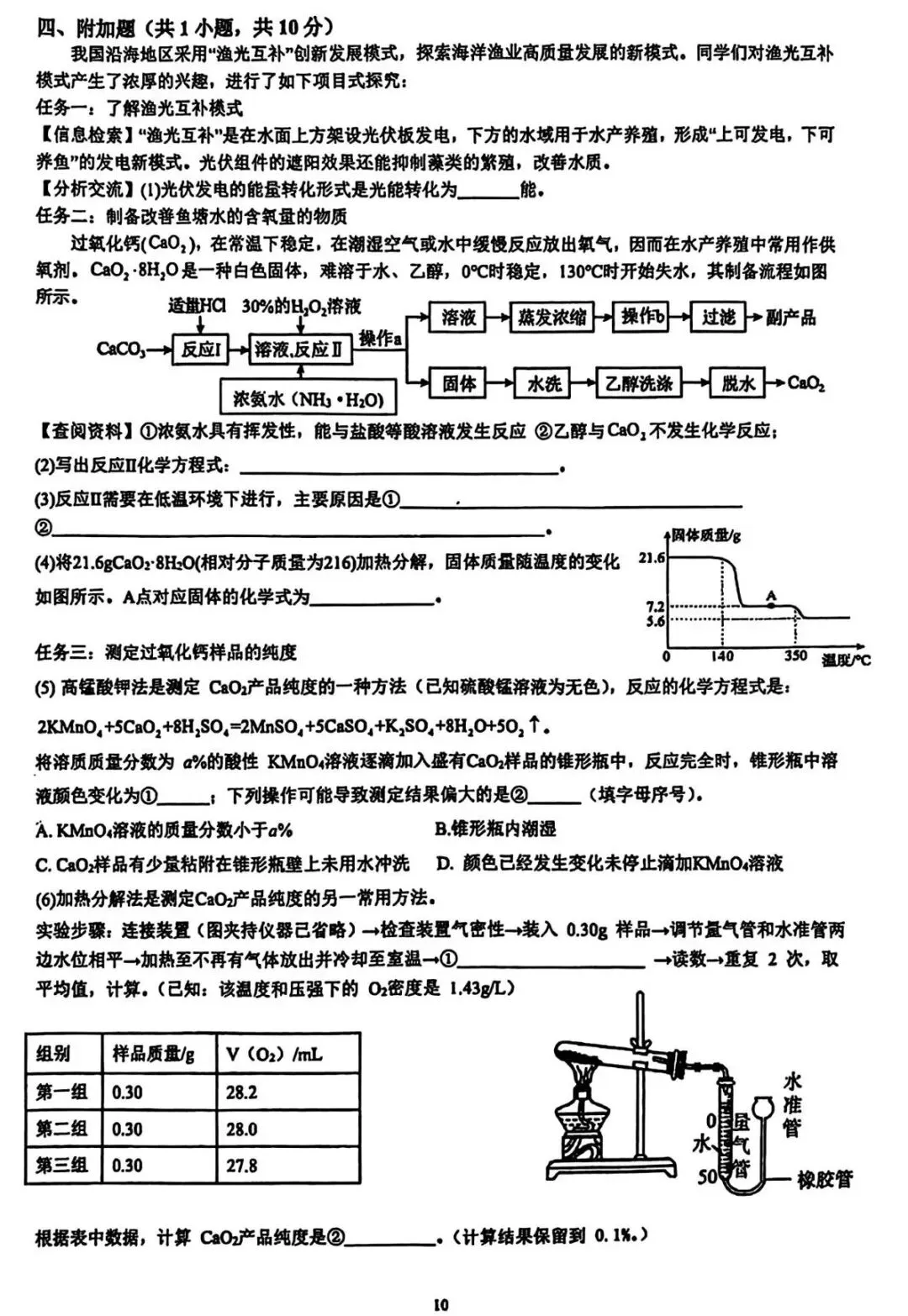 青岛崂山区3月份自招化学模拟试卷 第10张