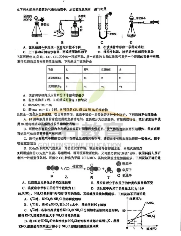 速领!崂山区中考自招模拟考物理+化学真题 第6张
