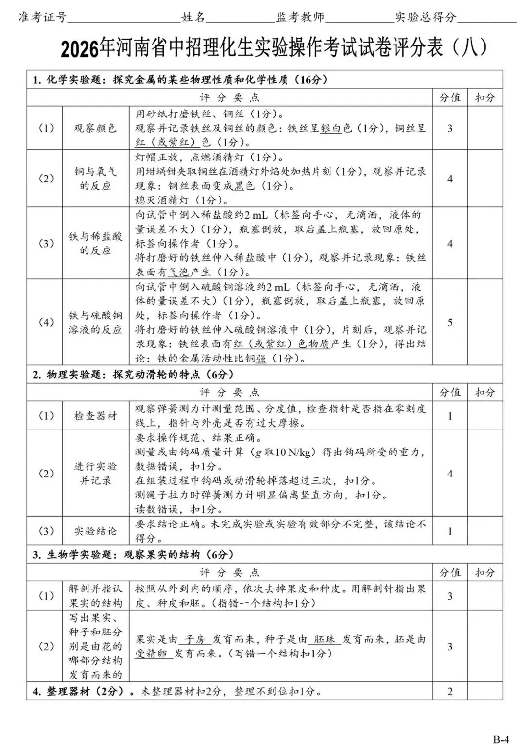 2026郑州中考理化生实验操作考试试卷及对应评分细则 第19张 2026郑州中考理化生实验操作考试试卷及对应评分细则 第19张