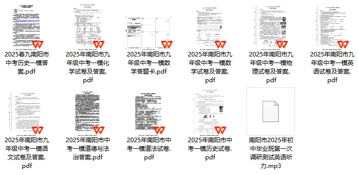 【中考一模】2025年南阳市中考一模试卷及答案(7科含听力)更新修订版 第1张