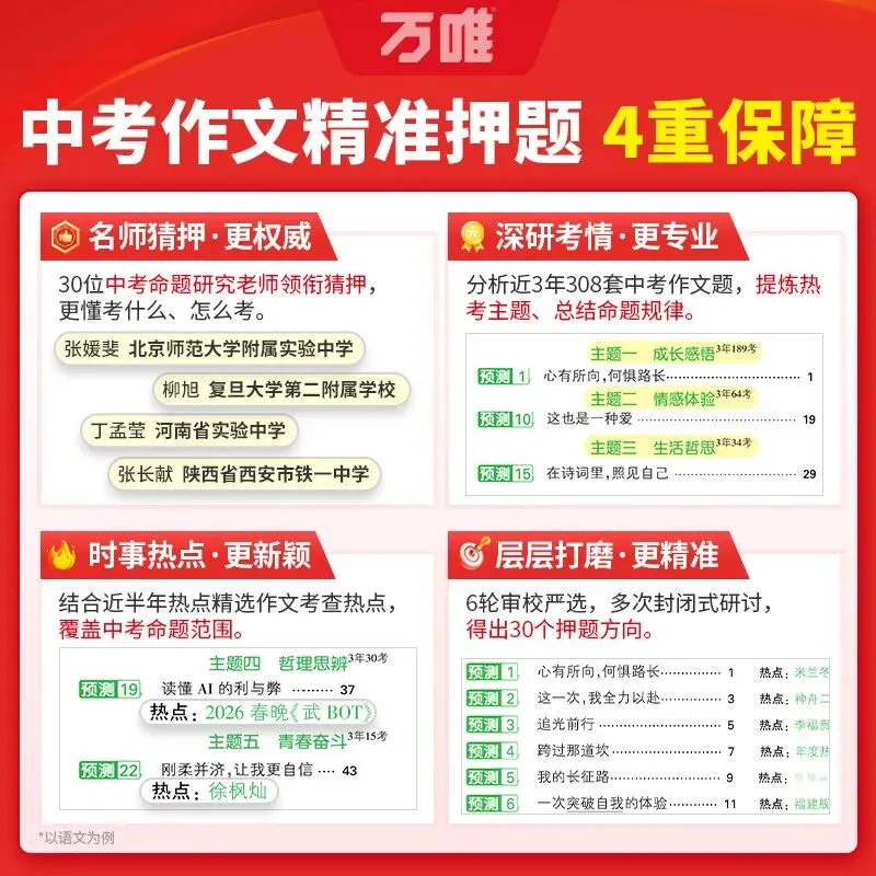 【广告】2026万唯中考作文精准预测语文英语万能范文写作模板抢分技巧考前冲刺真题满分作文热点素材【券面额】33元【到手价】20.80元 第2张 【广告】2026万唯中考作文精准预测语文英语万能范文写作模板抢分技巧考前冲刺真题满分作文热点素材【券面额】33元【到手价】20.80元 第2张