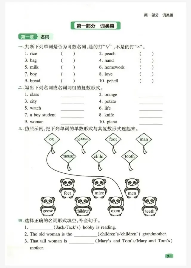 【语法专项训练】小学英语语法真题演练(含答案) 第4张 【语法专项训练】小学英语语法真题演练(含答案) 第4张