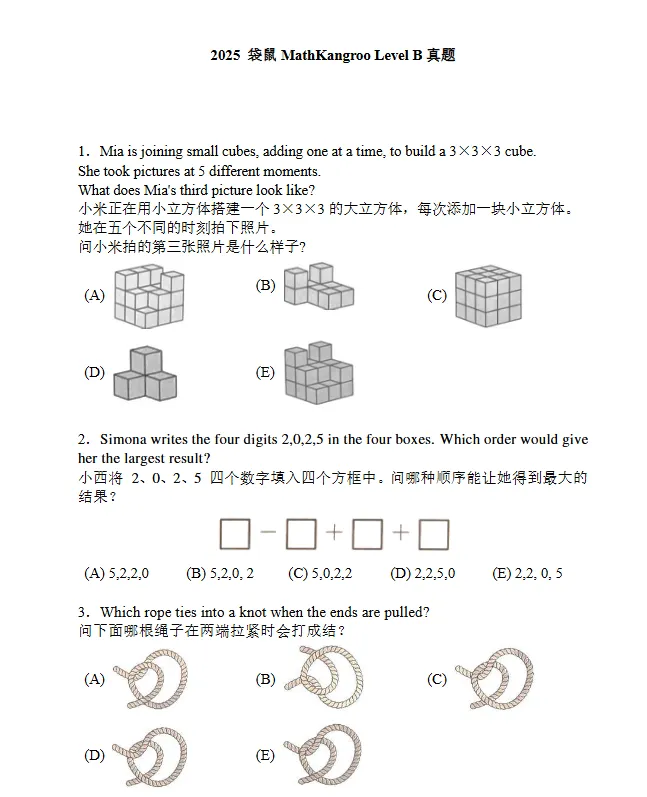 备考必刷!袋鼠竞赛真题(2013-2025年)合集含答案解析! 第3张