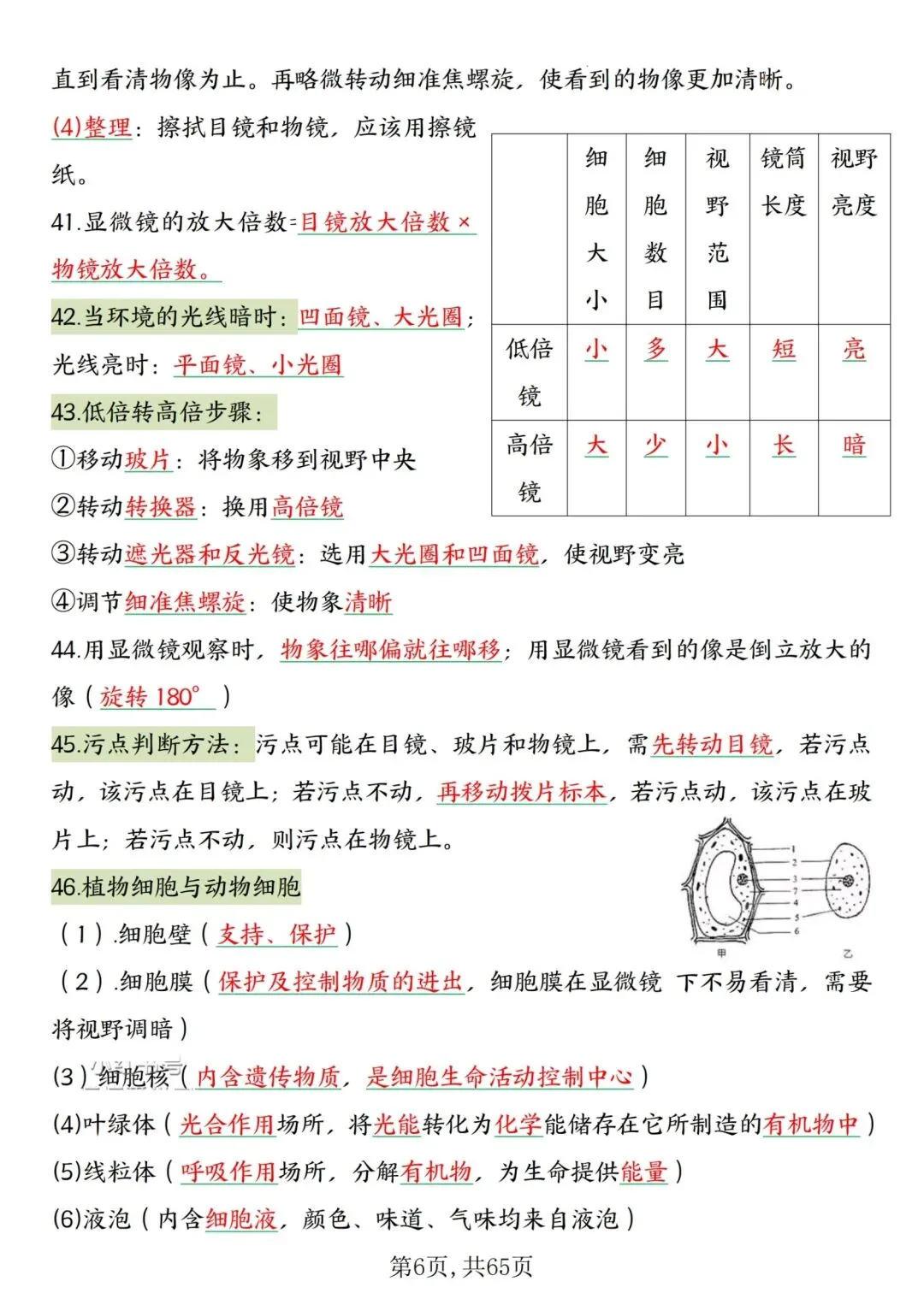 2026人教版中考复习7—8年级生物高频考点汇总,完整电子版可打印 第10张