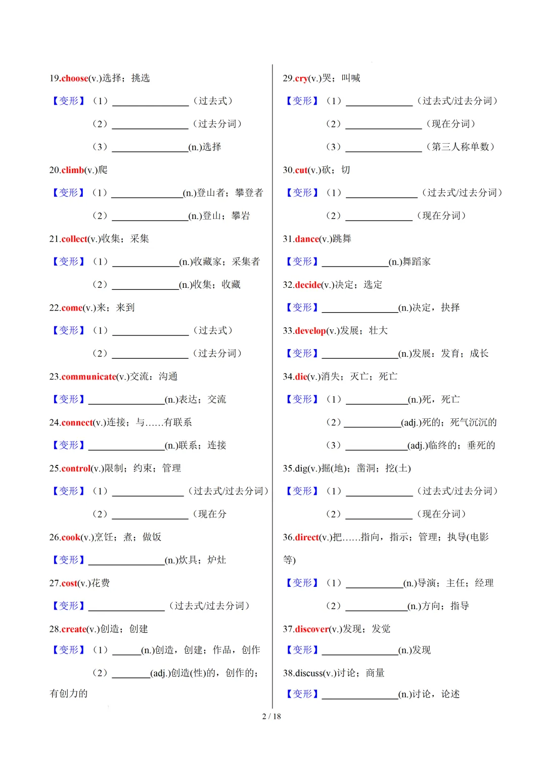 中考英语:高频必备核心词汇拓展分类归纳(背诵版+默写版) 第4张
