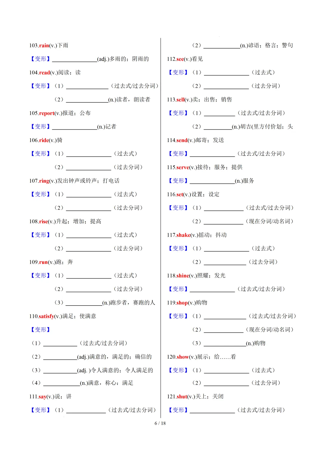 中考英语:高频必备核心词汇拓展分类归纳(背诵版+默写版) 第8张