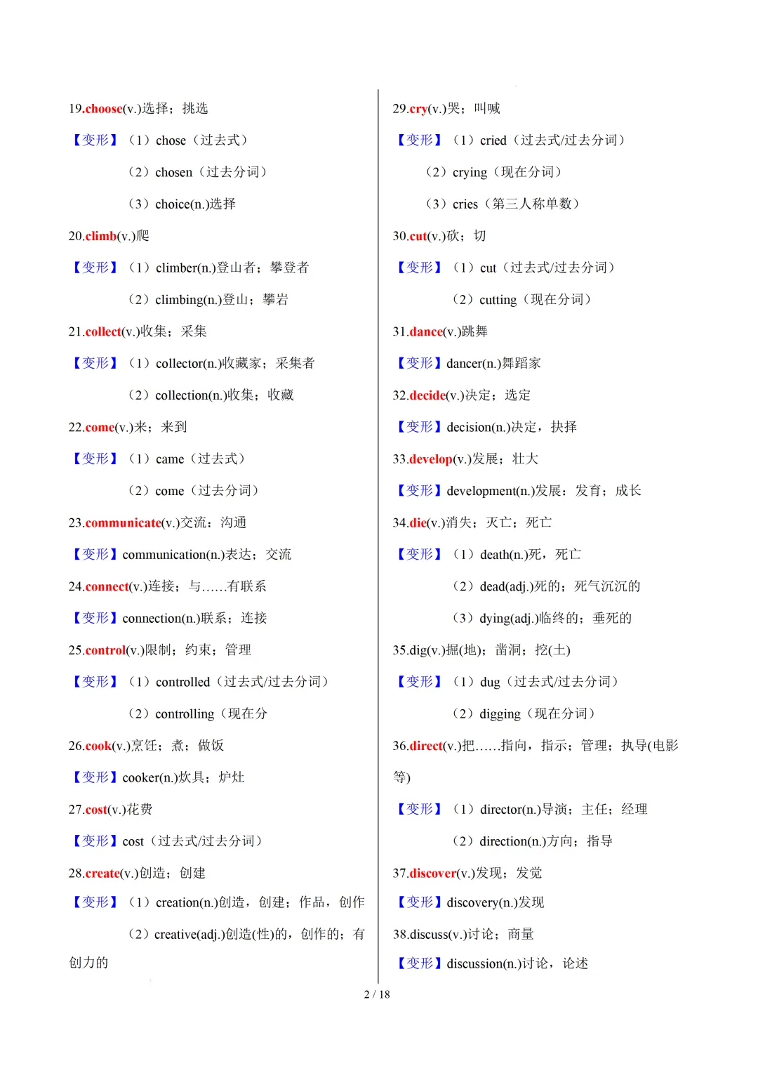 中考英语:高频必备核心词汇拓展分类归纳(背诵版+默写版) 第22张