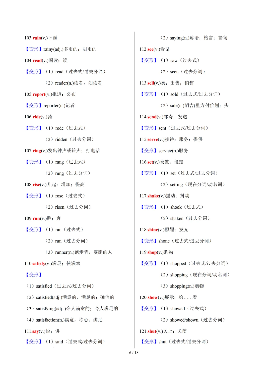 中考英语:高频必备核心词汇拓展分类归纳(背诵版+默写版) 第26张