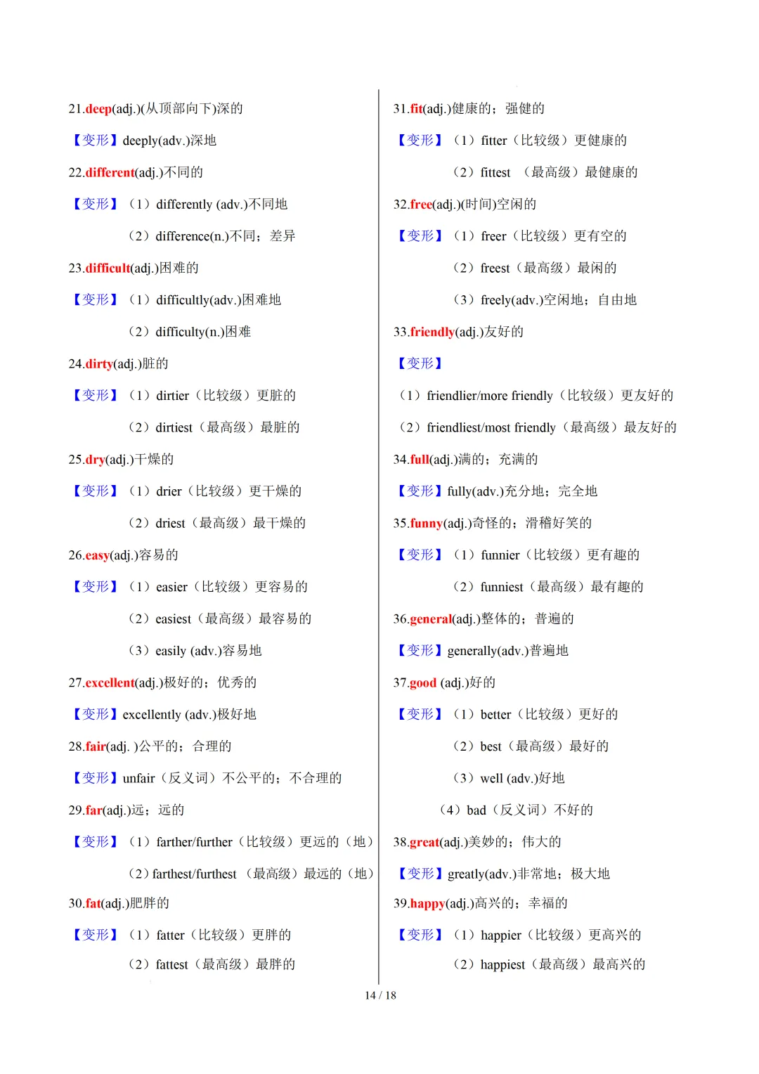 中考英语:高频必备核心词汇拓展分类归纳(背诵版+默写版) 第34张