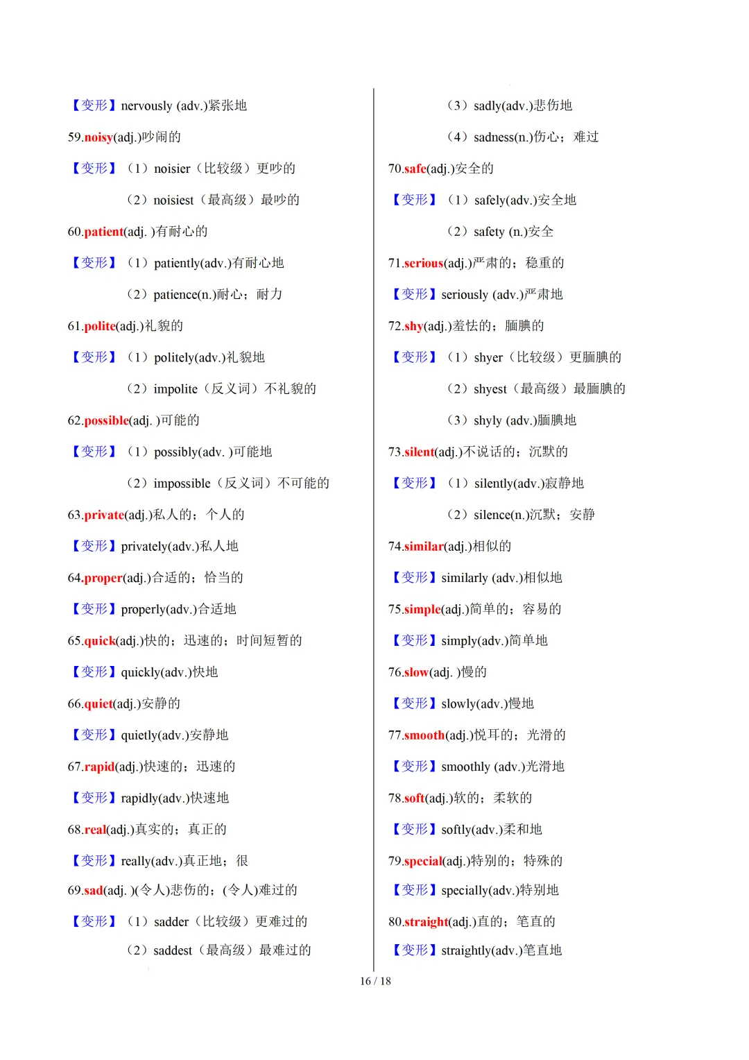 中考英语:高频必备核心词汇拓展分类归纳(背诵版+默写版) 第36张