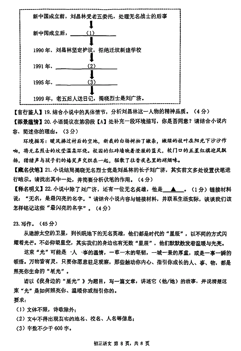 中考一模 | 深圳市2026年初三年级质量检测语文(含参考答案) 第20张 中考一模 | 深圳市2026年初三年级质量检测语文(含参考答案) 第20张