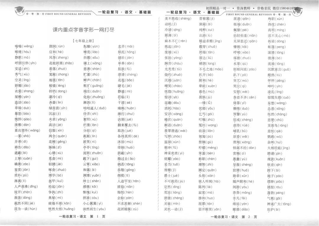2026中考加分一轮总复习 语文基础篇-第13张图片-四季读书网