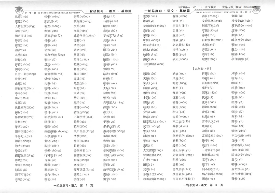 2026中考加分一轮总复习 语文基础篇-第16张图片-四季读书网