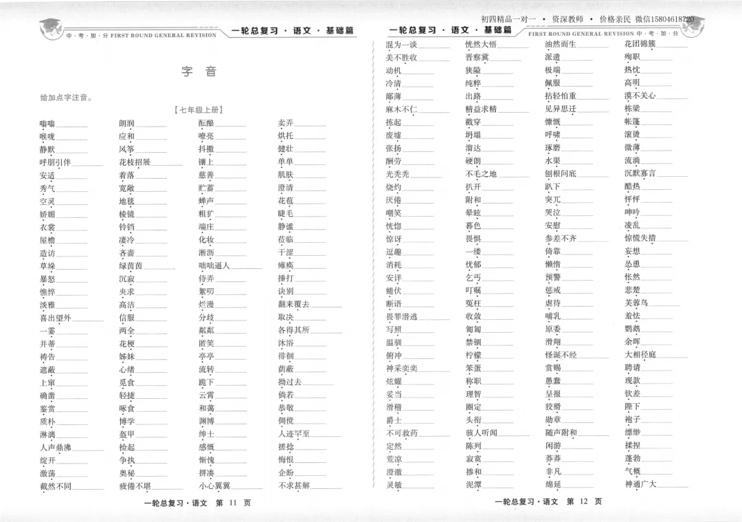 2026中考加分一轮总复习 语文基础篇-第18张图片-四季读书网