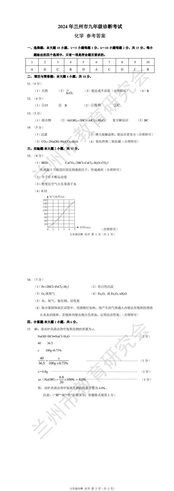 中考模拟┃2024年兰州市中考一诊化学试卷及答案-第7张图片-四季读书网