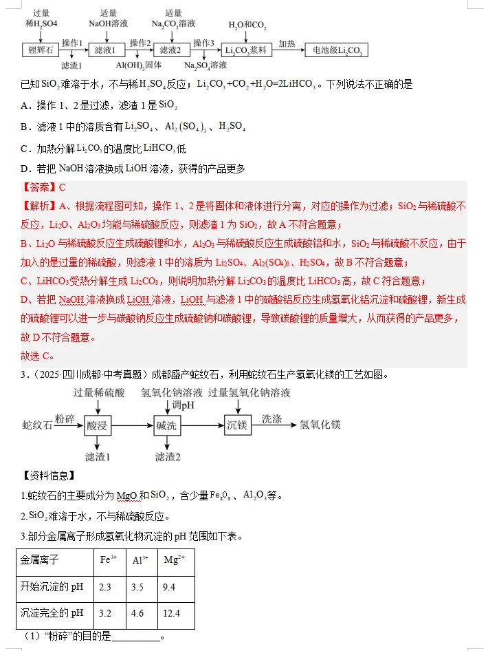 近(三年)2023-2025中考化学:真题分类汇编,全是典型题,高分冲刺必练!-第14张图片-四季读书网