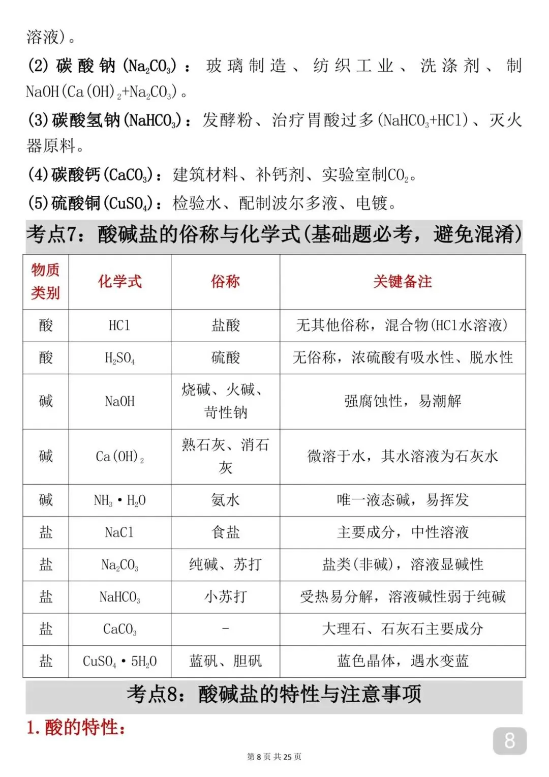 2026中考|化学考前必背【酸碱盐】知识点汇总-第8张图片-四季读书网