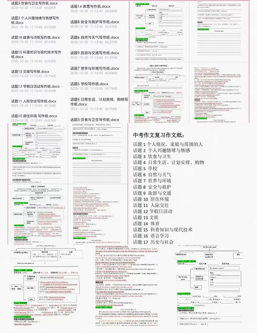 2026中考英语作文高频话题写作含答案,中考英语就考这些作文!(共18个专题)-第1张图片-四季读书网