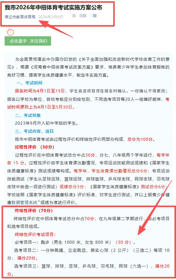 2026中考体育最新消息,河南四地“中招体育考试项目” 已发布!-第4张图片-四季读书网