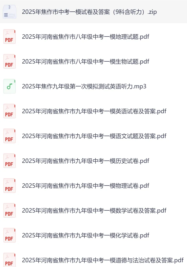 【焦作模拟】2025年焦作市中考一模试卷及答案(9科含听力)-第1张图片-四季读书网