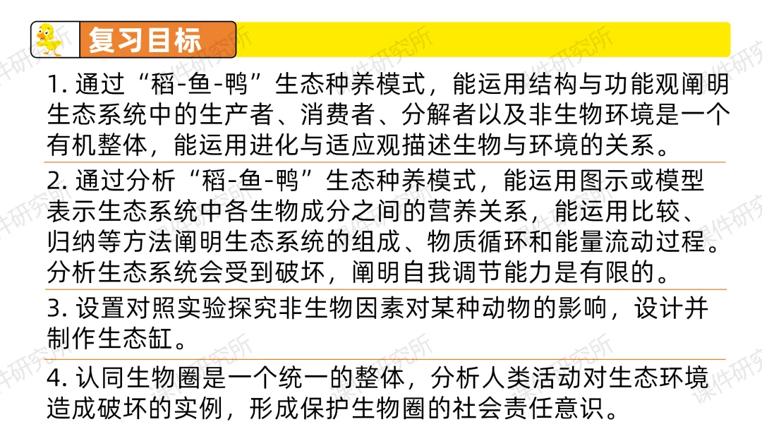 中考复习课件《生物与环境》细讲“稻-鱼-鸭”生态种养模式,还有学历案资料哦~丨名师系列 第3张 中考复习课件《生物与环境》细讲“稻-鱼-鸭”生态种养模式,还有学历案资料哦~丨名师系列 第3张