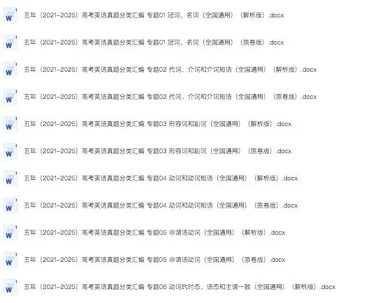 近五年2021-2025高考英语真题分类汇编,收藏打印! 第1张