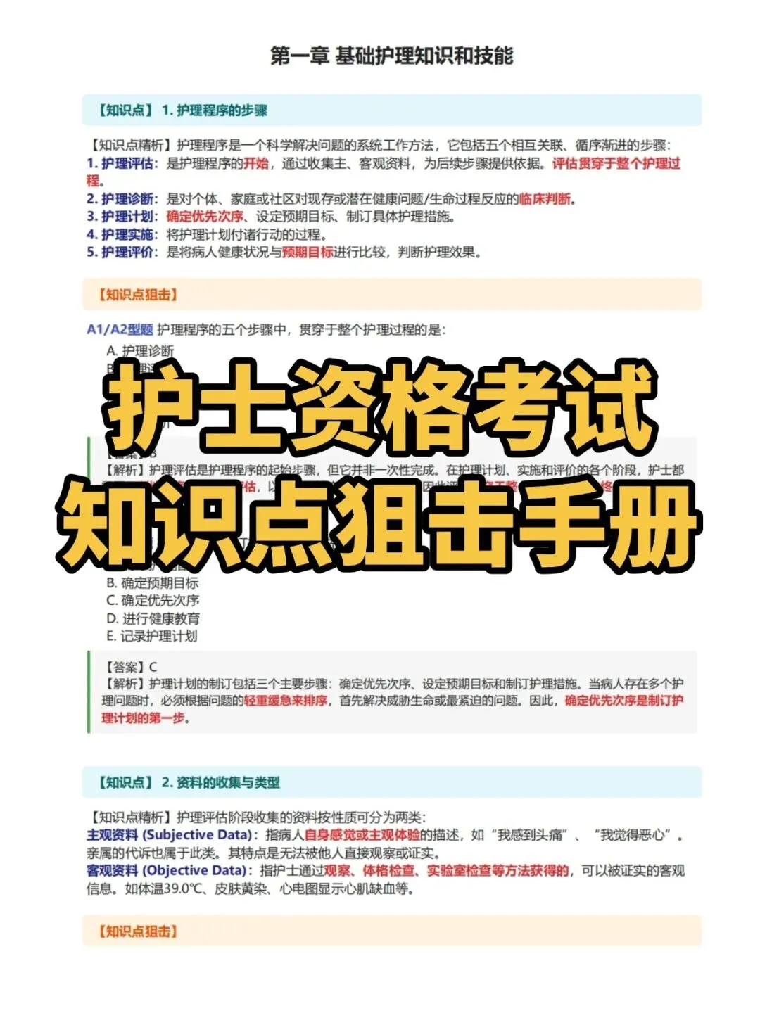 护士资格证考试知识点狙击手册,历年真题含答案解析【2010-2025】,五色笔记,考点知识点思维导图备考资料包,新大纲刷题软件题库 第1张