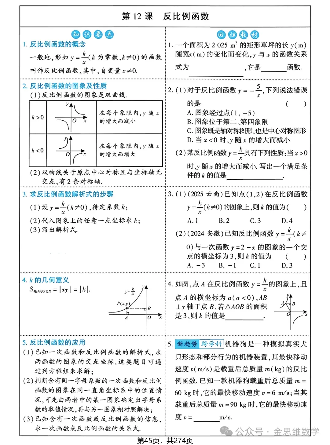 中考多分总复习——函数篇 第10张