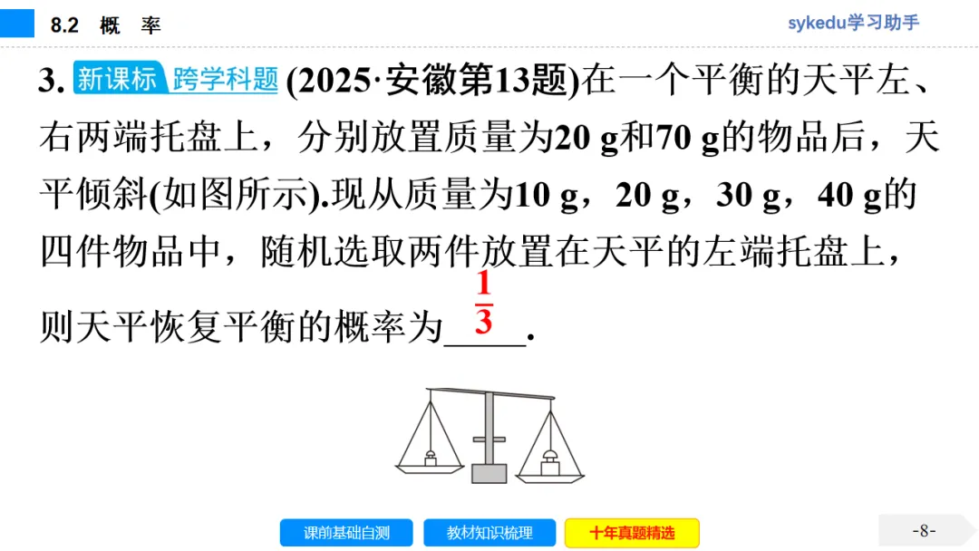 8.2 概 率-初中数学中考-最新中考复习-sykedu学习助手-第一部分 安徽考点探究 第9张 8.2 概 率-初中数学中考-最新中考复习-sykedu学习助手-第一部分 安徽考点探究 第9张