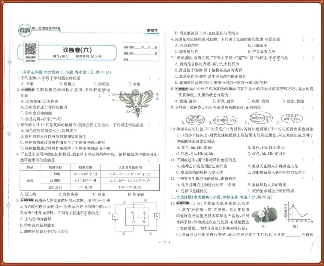 生地会考|2026春【生物会考】会考试卷+历年真题+高频考点专题(含答案),完整版可下载打印!-第16张图片-四季读书网 生地会考|2026春【生物会考】会考试卷+历年真题+高频考点专题(含答案),完整版可下载打印!-第16张图片-四季读书网