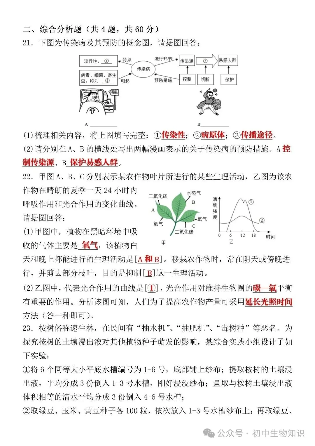 2026初中生物会考第一次模拟真题试卷(可打印) 第7张