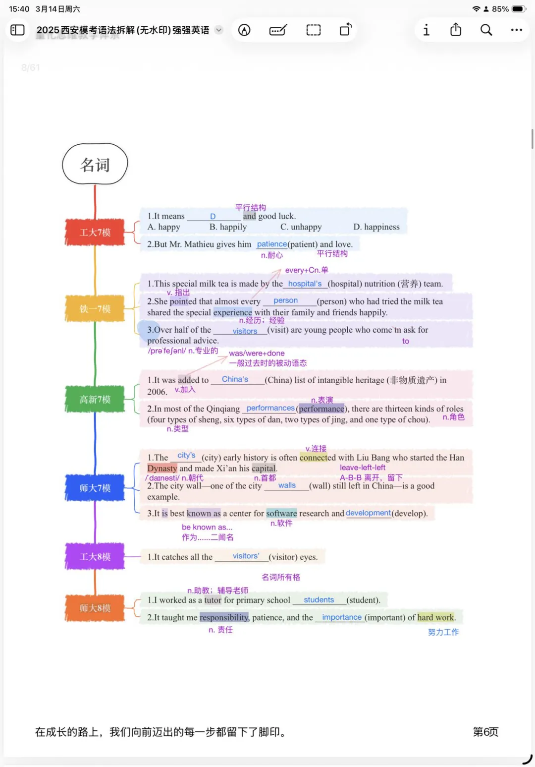 2025西安名校模拟考语法(适用2026届)名词笔记版 第4张